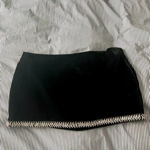 NWT Zara velvet mini-skirt w/ silver beading - XL
